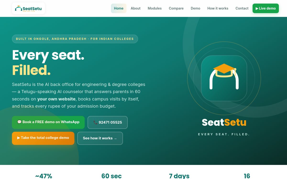 SeatSetu — screenshot