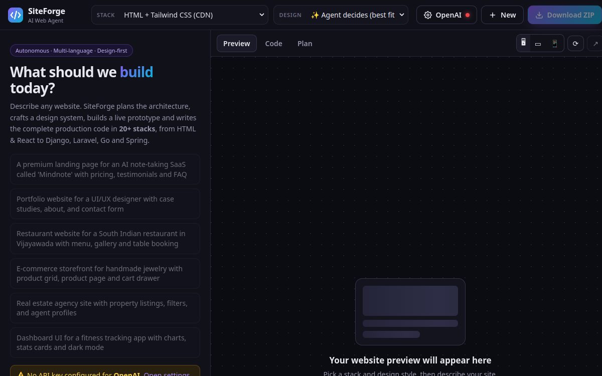 SiteForge — screenshot